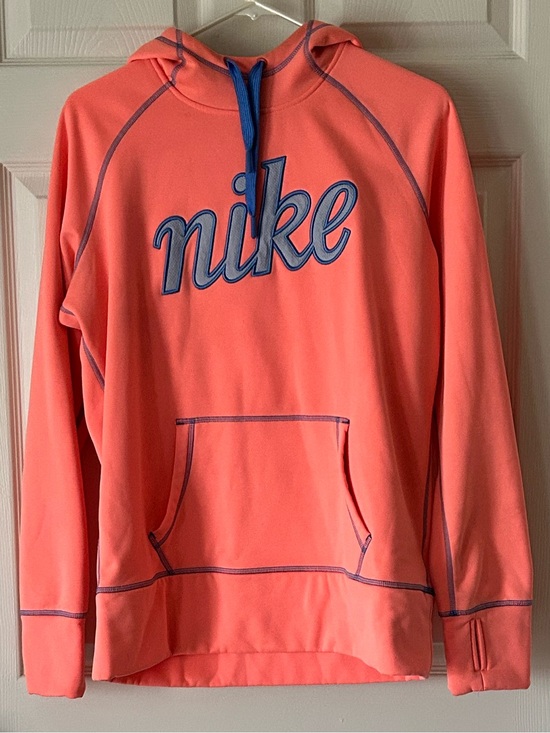 Nike Other - Nike Therma-FIT Coral Hoodie Blue Trim Thumbholes - Women's Size Large
